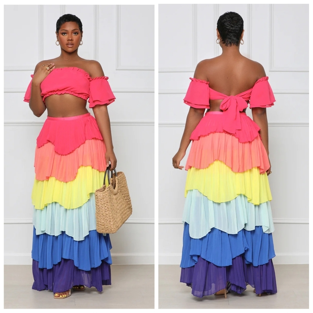 Lilly's Kloset Havana Nights Rainbow Skirt Set - Sz. M